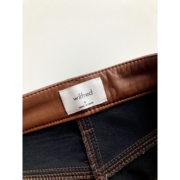 NWOT Aritzia WILFRED Melina Cognac Brown Vegan Leather Trousers Pants, Size 6 - Picture 12 of 14
